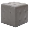 Pufe 2 pcs 30x30x30 cm couro artificial cinzento - Image 2
