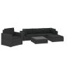 6 pcs conjunto lounge de jardim c/ almofadões vime PE preto - Image 2