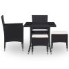 5 pcs conjunto jantar p/ exterior vime PE e vidro preto - Image 2