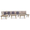 7 lugares conjunto lounge jardim + almofadões acácia castanho - Image 3