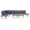 7 lugares conjunto lounge jardim + almofadões acácia castanho