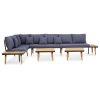 7 lugares conjunto lounge jardim + almofadões acácia castanho - Image 3