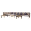 8 lugares conjunto lounge jardim c/ almofadões acácia maciça - Image 2