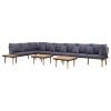 8 lugares conjunto lounge jardim c/ almofadões acácia maciça - Image 2