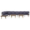 8 lugares conjunto lounge jardim c/ almofadões acácia maciça - Image 3
