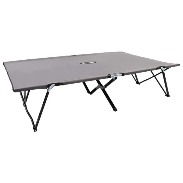 Espreguiçadeira/cama dobrável para 2 pessoas aço cinzento