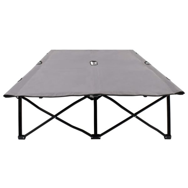 Espreguiçadeira/cama dobrável para 2 pessoas aço cinzento - Image 3