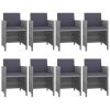 9 pcs conjunto jantar exterior c/ almofadões vime PE antracite - Image 2