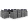 13 pcs conjunto jantar exterior c/ almofadões vime PE antracite