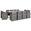 13 pcs conjunto jantar exterior c/ almofadões vime PE antracite