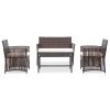 4 pcs conjunto lounge jardim c/ almofadões vime PE castanho - Image 2