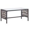 4 pcs conjunto lounge jardim c/ almofadões vime PE castanho - Image 3