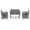 4 pcs conjunto lounge de jardim c/ almofadões vime PE antracite - Image 2