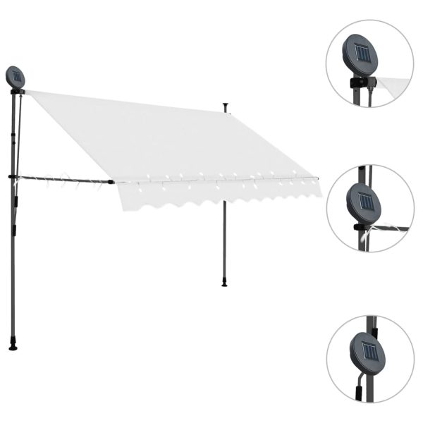 Toldo retrátil manual com LED 250 cm creme - Image 3