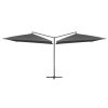 Guarda-sol duplo com mastro de aço 250x250 cm antracite