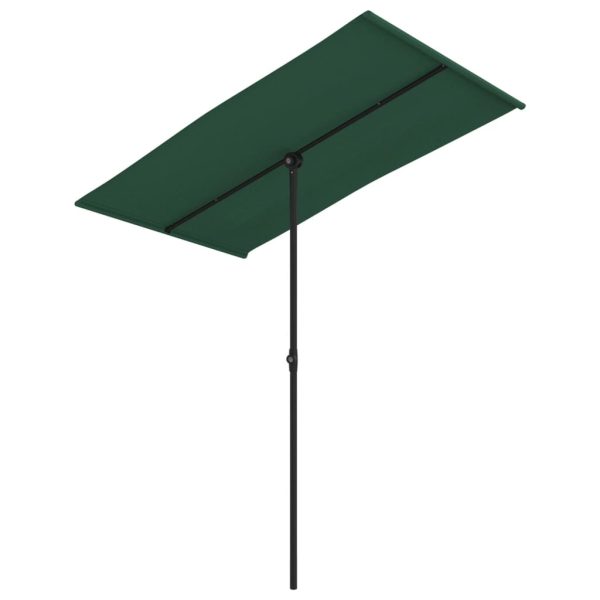 Guarda-sol de exterior com mastro de alumínio 180x110 cm verde - Image 2