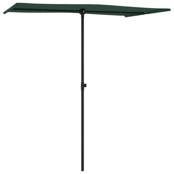 Guarda-sol de exterior com mastro de alumínio 180x110 cm verde - Image 3