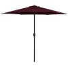 Guarda-sol exterior c/ mastro alumínio 270x246cm vermelho bordô