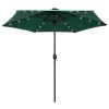 Guarda-sol com luzes LED e mastro alumínio 270 cm verde