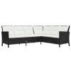 3 pcs conjunto lounge de jardim c/ almofadões vime PE preto - Image 2