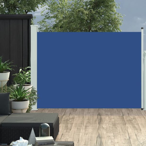 Toldo lateral retrátil para pátio 100x500 cm azul