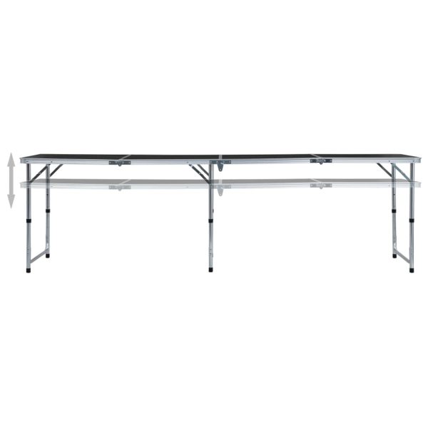 Mesa de campismo dobrável 240x60 cm alumínio cinzento - Image 2