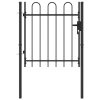 Portão de vedação individual com topo arqueado aço 1x1m preto