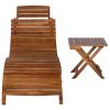 Espreguiçadeira com mesa madeira de acácia maciça castanho - Image 2