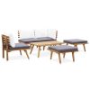 Conjunto lounge de jardim 6 pcs madeira de acácia maciça - Image 3