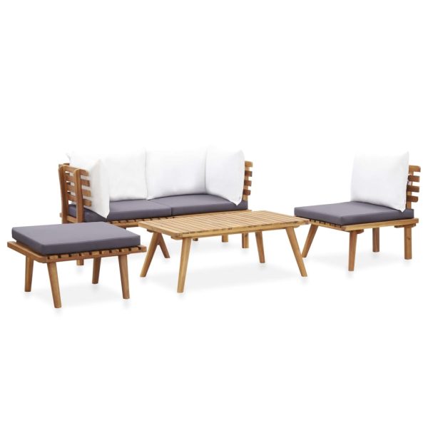 Conjunto lounge de jardim 5 pcs madeira de acácia maciça - Image 2
