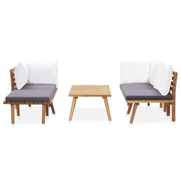 Conjunto lounge de jardim 5 pcs madeira de acácia maciça - Image 3