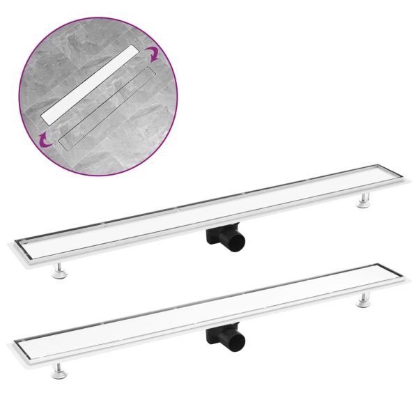 Dreno de chuveiro com tampa 2 em 1 103x14 cm aço inoxidável