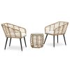 3 pcs conjunto bistrô vime PE cor carvalho