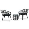 3 pcs conjunto bistrô vime PE preto