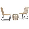 3 pcs conjunto bistrô vime PE cor carvalho