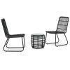 3 pcs conjunto bistrô vime PE preto