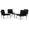 5 pcs conjunto lounge de jardim c/ almofadões PVC preto - Image 2