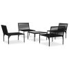 5 pcs conjunto lounge de jardim c/ almofadões PVC preto - Image 3