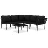 6 pcs conjunto lounge de jardim c/ almofadões PVC preto - Image 2