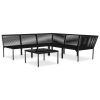 6 pcs conjunto lounge de jardim c/ almofadões PVC preto - Image 3