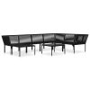 8 pcs conjunto lounge de jardim c/ almofadões PVC preto - Image 3