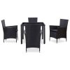 5 pcs conjunto de jantar para jardim vime PE preto - Image 2