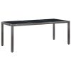 9 pcs conjunto de jantar para exterior vime PE cinzento - Image 2