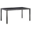 7 pcs conjunto de jantar para exterior vime PE cinzento - Image 2