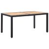 7 pcs conjunto jantar exterior com almofadões vime PE preto - Image 3