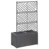 Floreira com treliça e 2 vasos 58x30x107 cm vime PE preto - Image 3