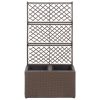 Floreira com treliça e 2 vasos 58x30x107 cm vime PE castanho - Image 2