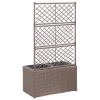 Floreira com treliça e 2 vasos 58x30x107 cm vime PE castanho - Image 3