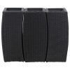 Vasos/floreiras de jardim 3 pcs vime PE preto - Image 2