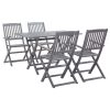 5 pcs conjunto de jantar jardim madeira acácia maciça cinzento